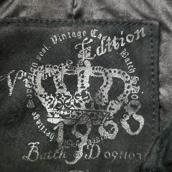 New Look Jacket Womens Size12 Vintage Edition Black Real Suede Front Button Up - Picture 3 of 12